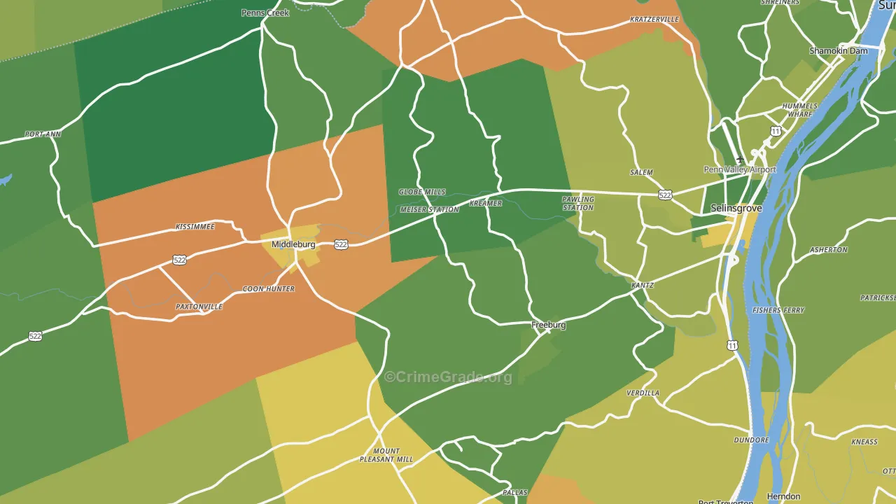 Snyder County, PA Map of Robbery Rates