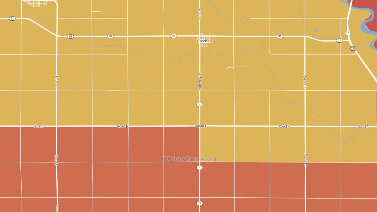 Snyder, NE Map of Robbery Rates