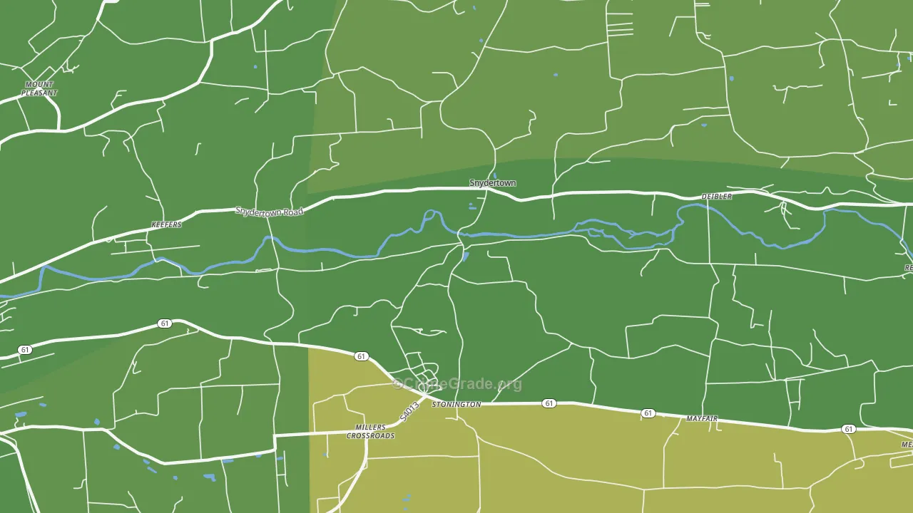 Snydertown, PA Map of Robbery Rates