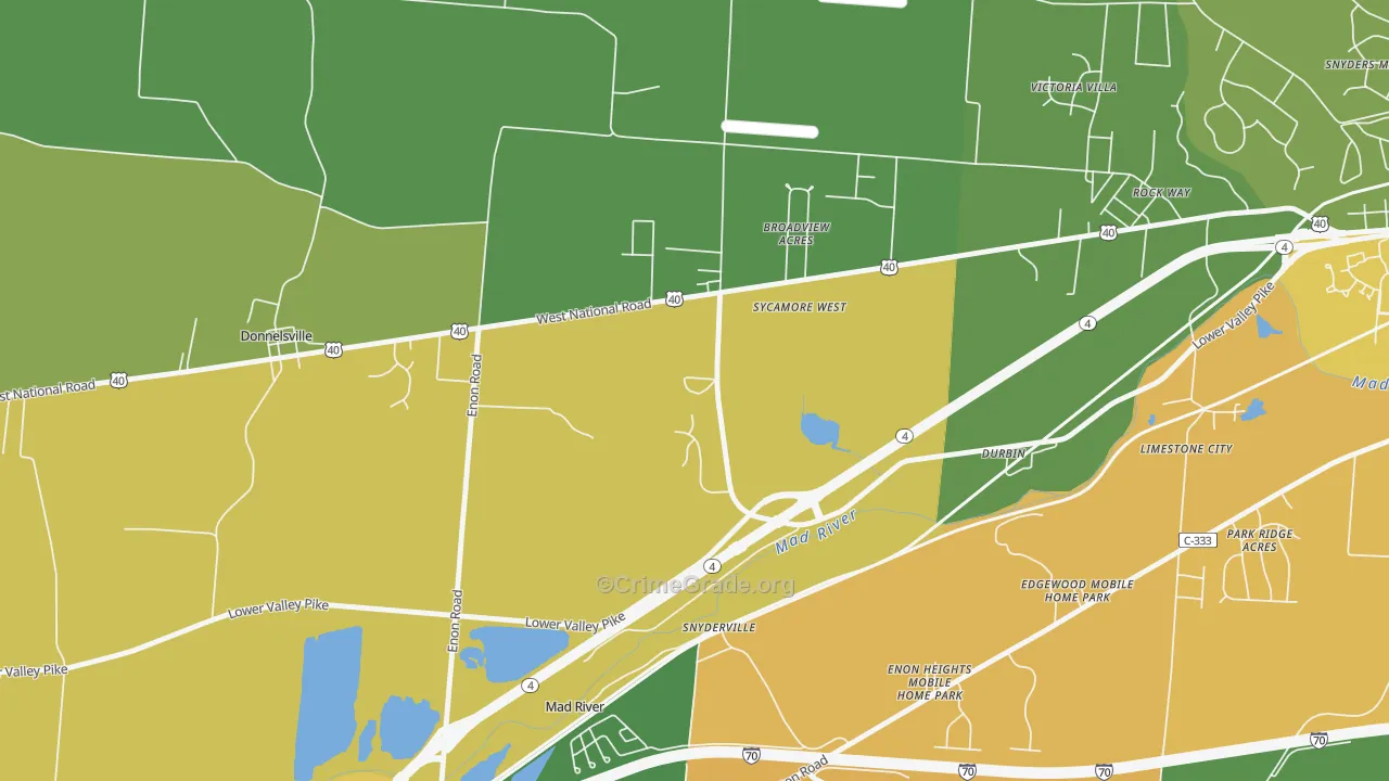 Snyderville, OH Map of Robbery Rates