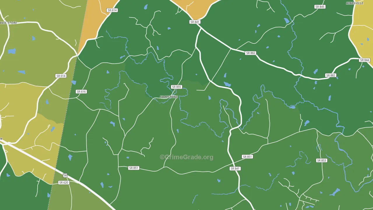 Soapstone, VA Map of Robbery Rates