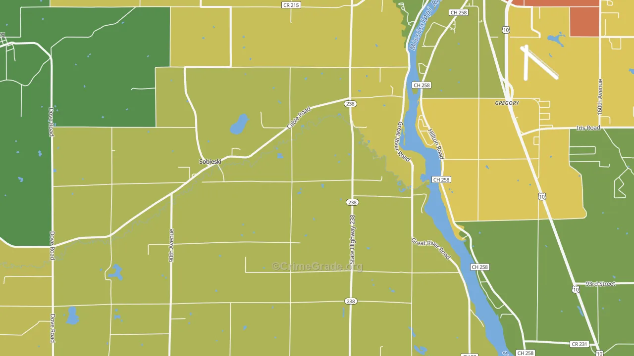 Sobieski, MN Map of Robbery Rates