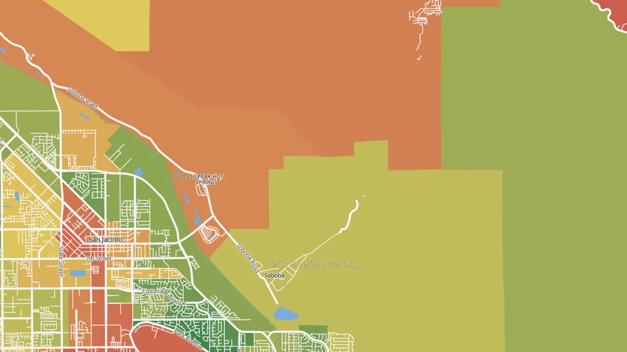 Soboba Hot Springs, CA Map of Robbery Rates