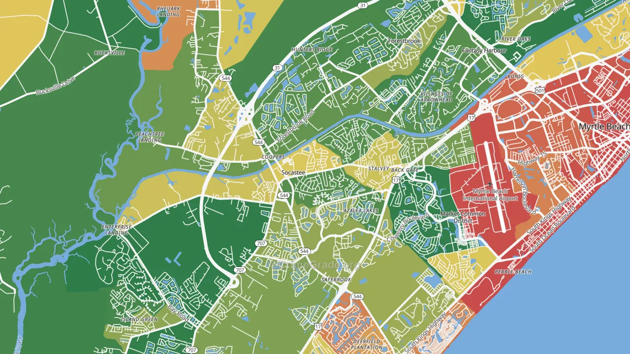 Socastee, SC Map of Robbery Rates