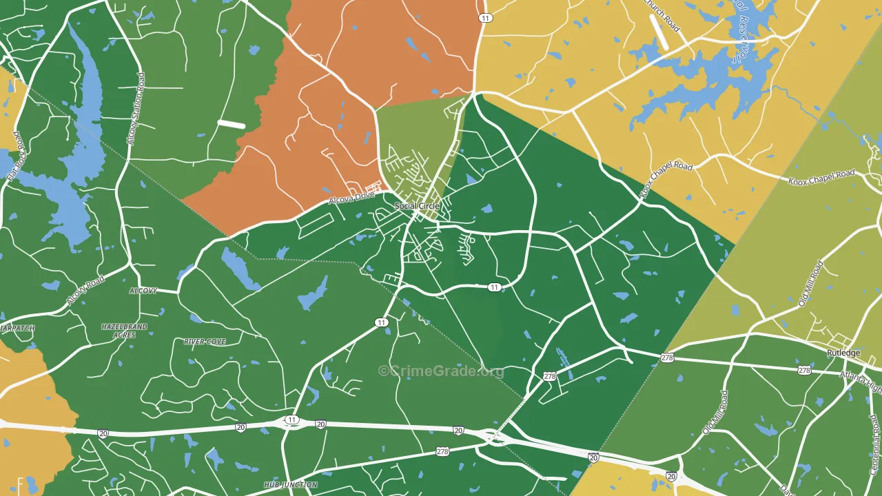 Social Circle, GA Map of Robbery Rates