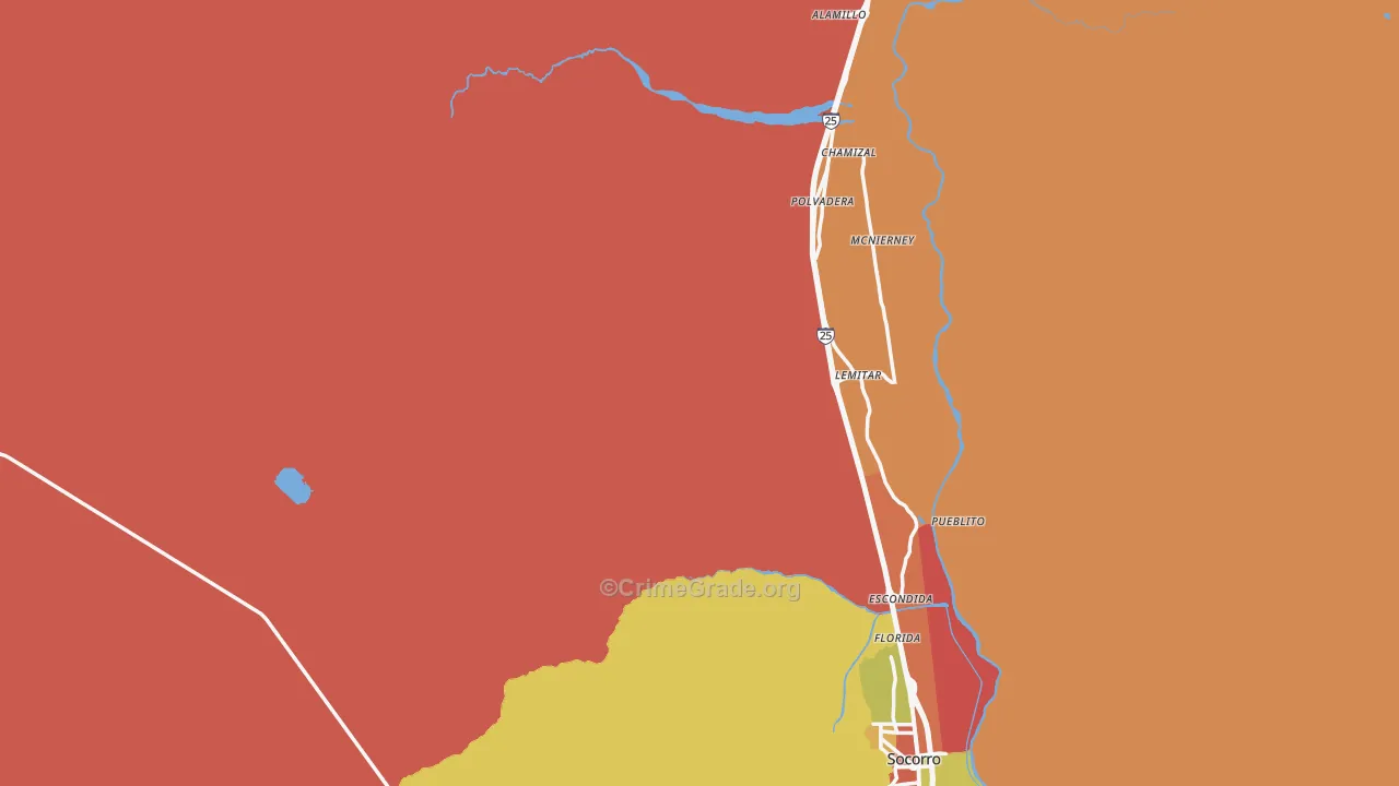 Socorro County, NM Map of Robbery Rates