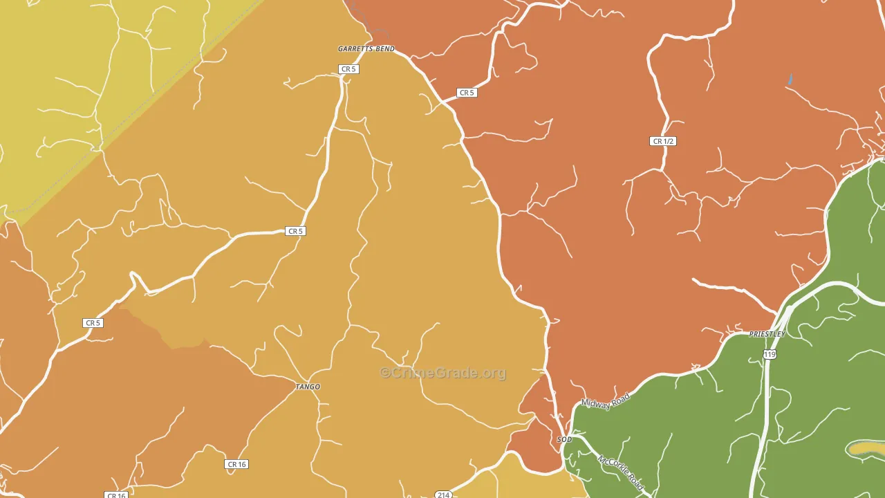 Sod, WV Map of Robbery Rates