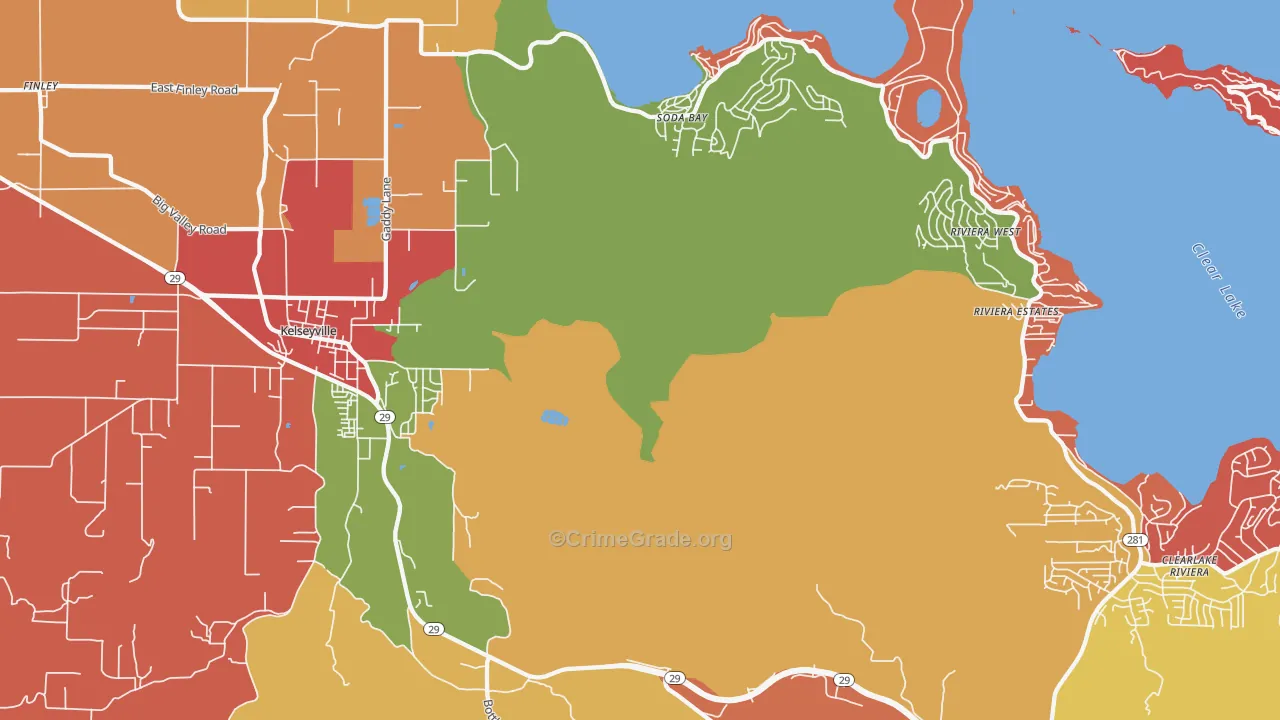 Soda Bay, CA Map of Robbery Rates