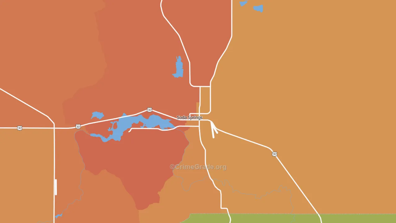 Soda Springs, ID Map of Robbery Rates