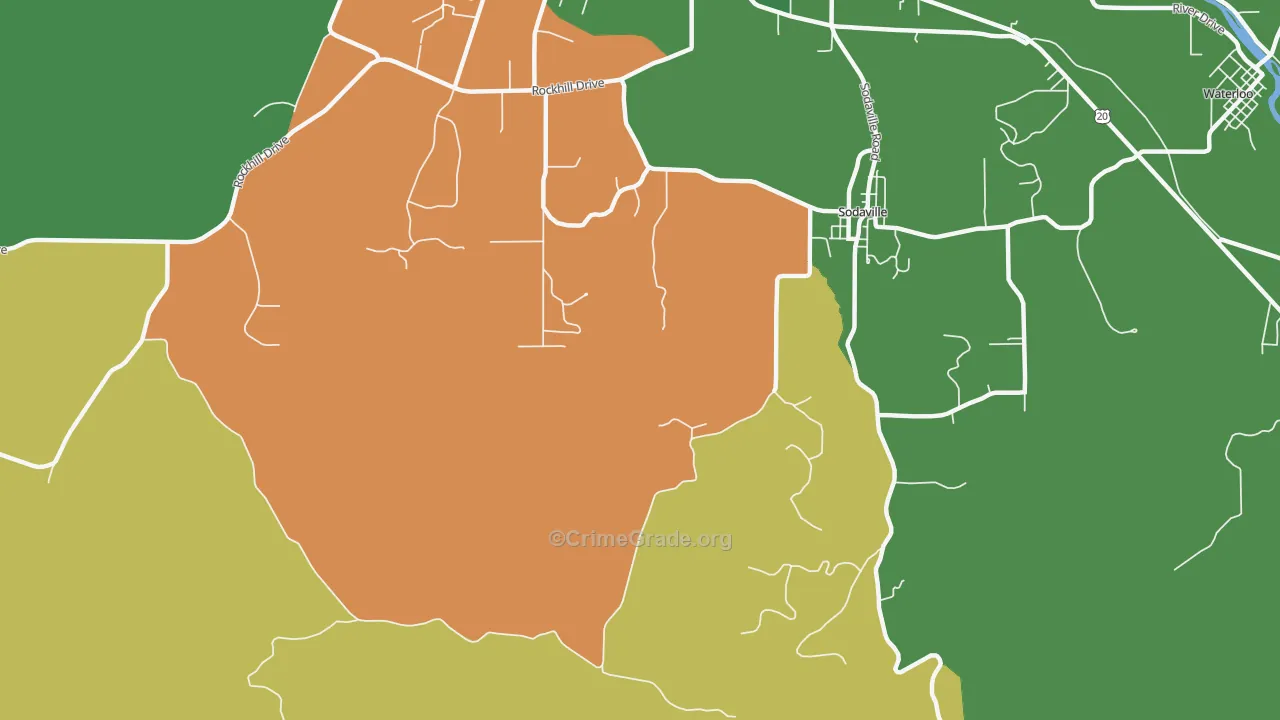 Sodaville, OR Map of Robbery Rates