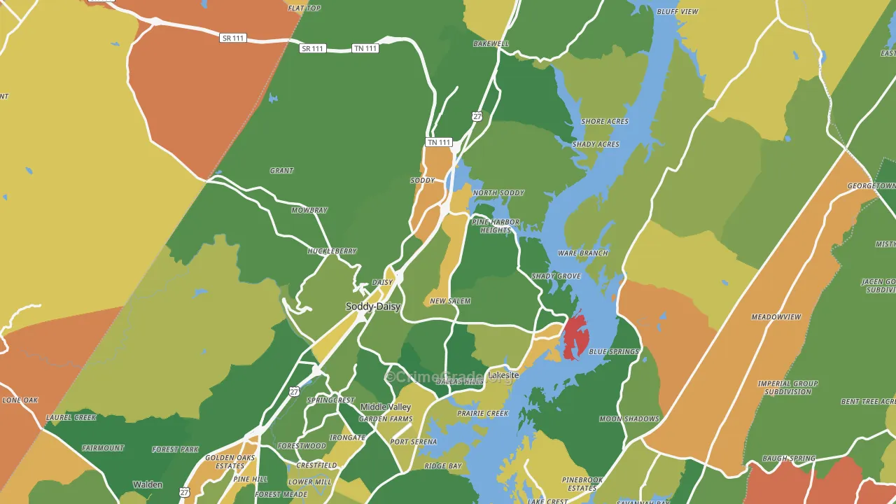 Soddy-Daisy, TN Map of Robbery Rates