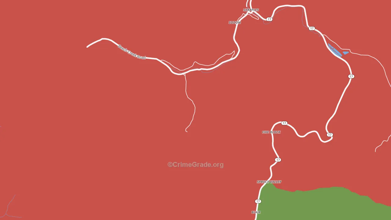 Sodom, WV Map of Robbery Rates