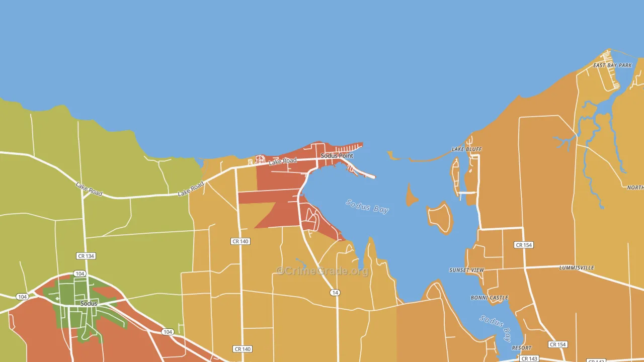 Sodus Point, NY Map of Robbery Rates