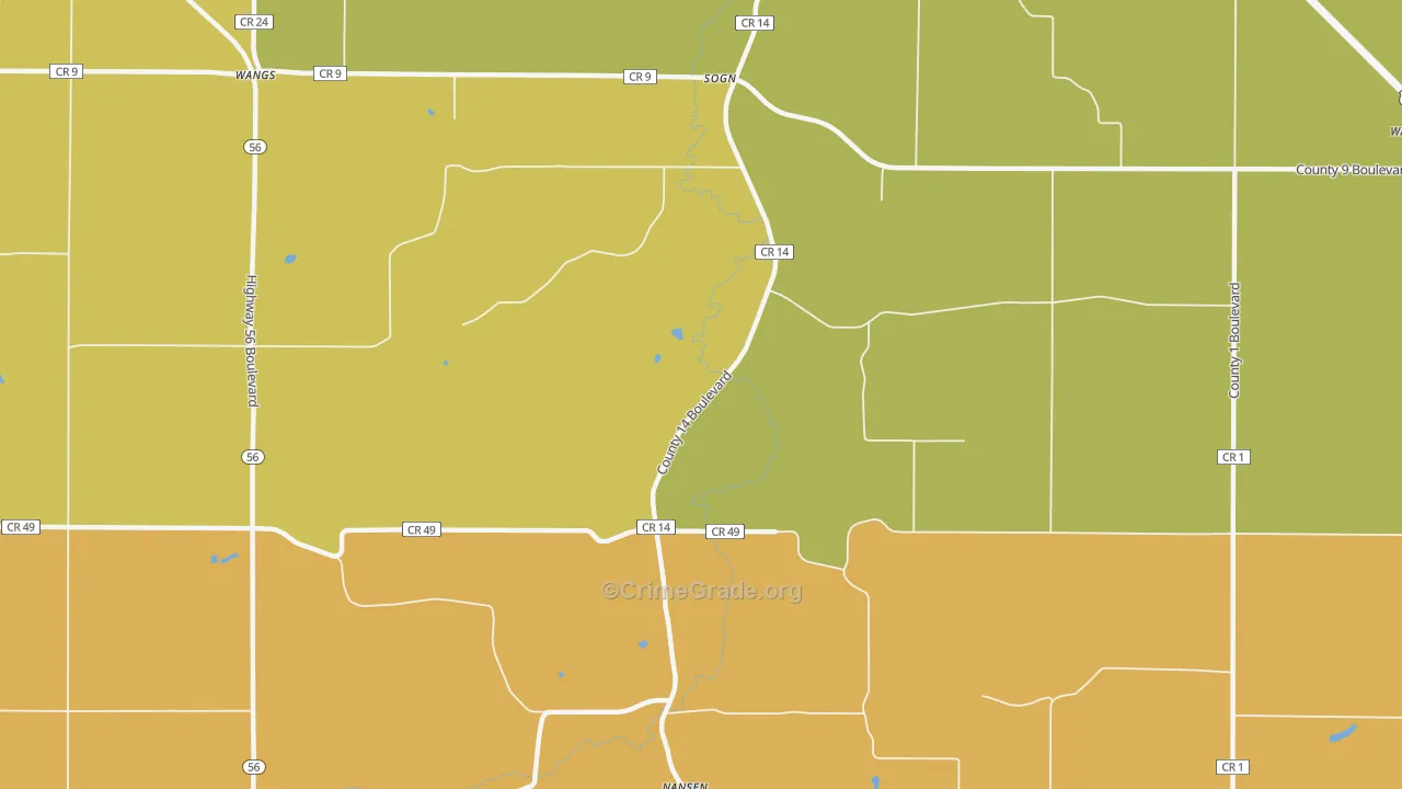 Sogn, MN Map of Robbery Rates