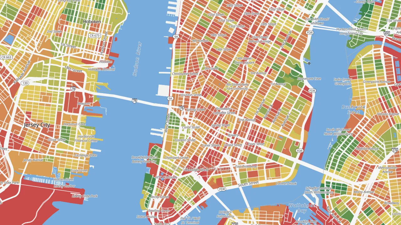 Soho, Manhattan, NY Map of Robbery Rates