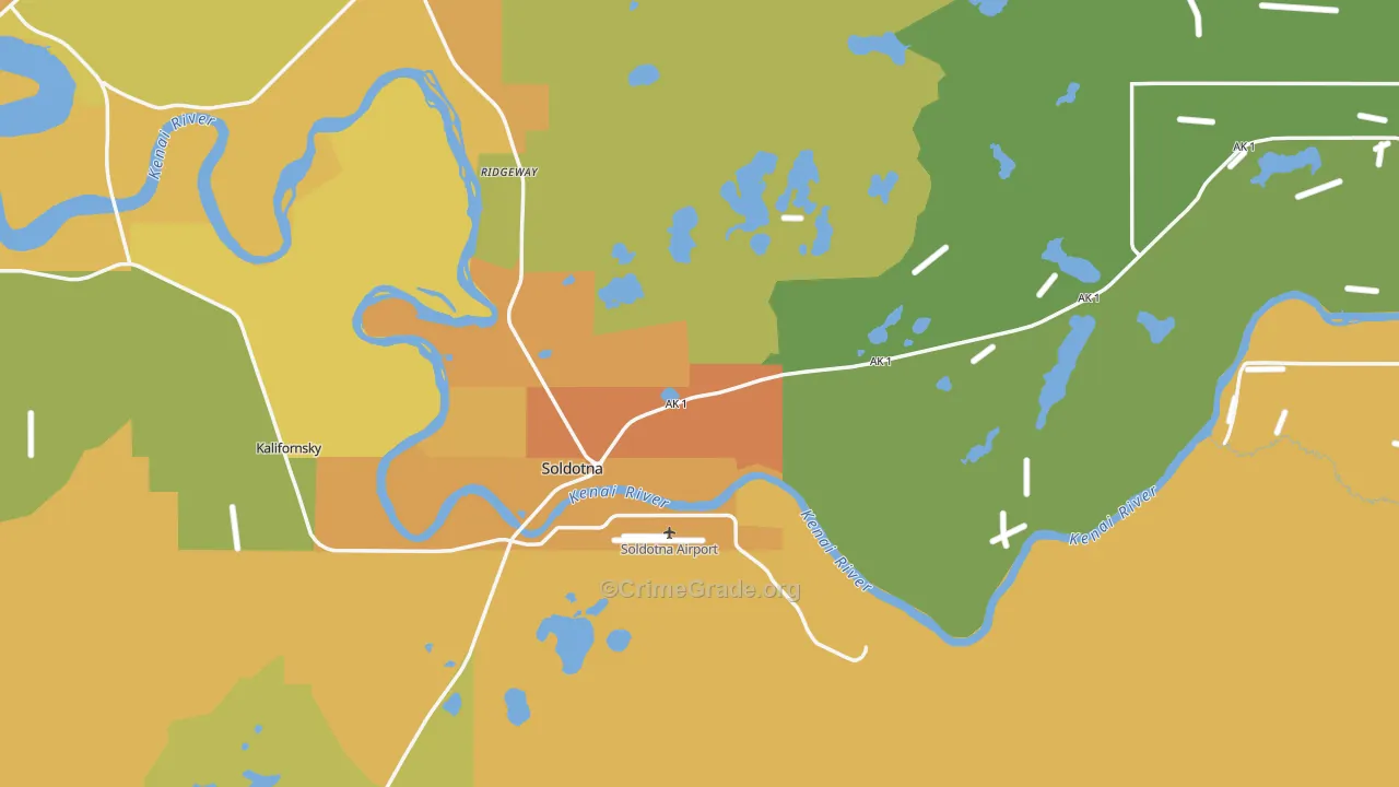Soldotna, AK Map of Robbery Rates