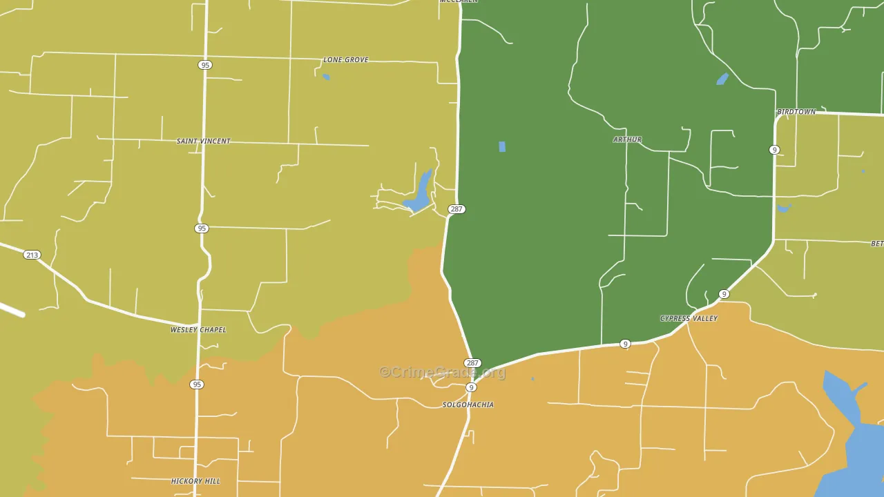 Solgohachia, AR Map of Robbery Rates