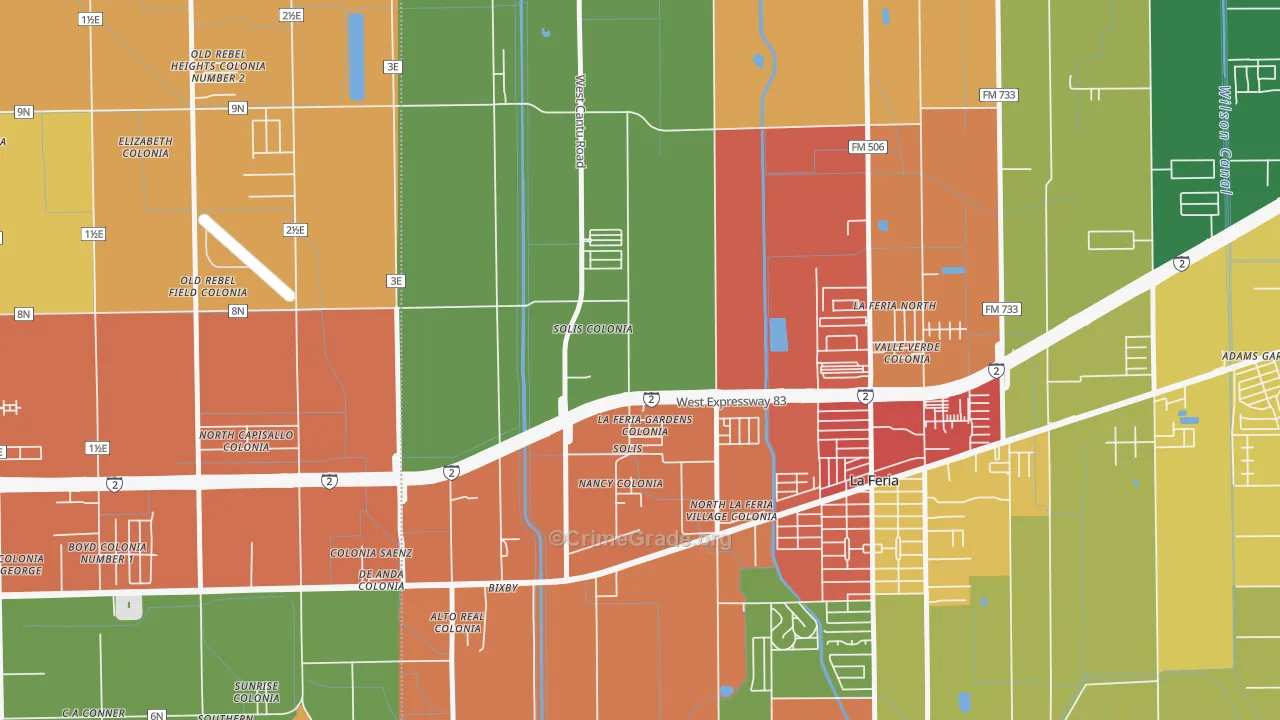 Solis, TX Map of Robbery Rates