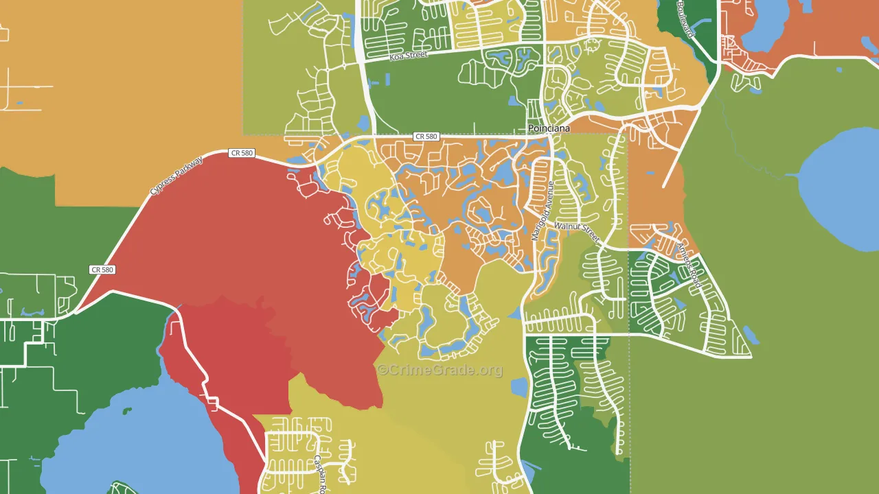 Solivita, Poinciana, FL Map of Robbery Rates