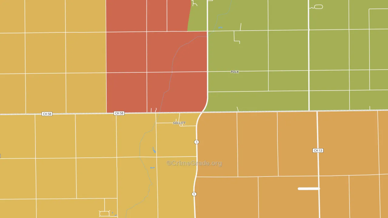 Sollitt, IL Map of Robbery Rates