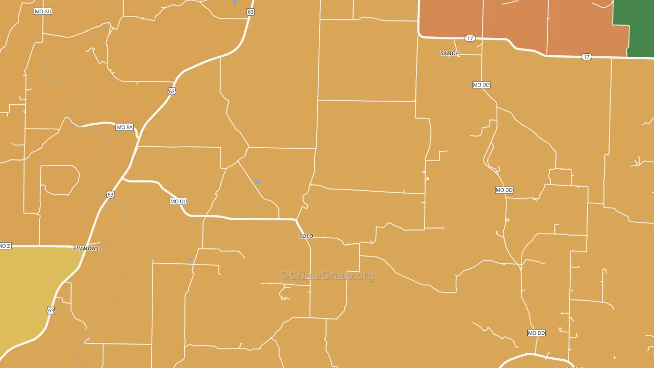 Solo, MO Map of Robbery Rates