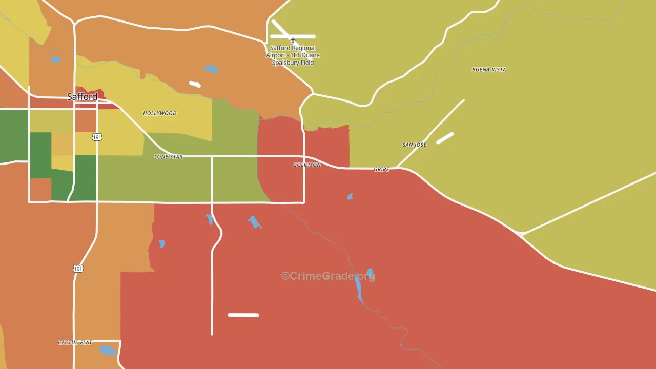 Solomon, AZ Map of Robbery Rates