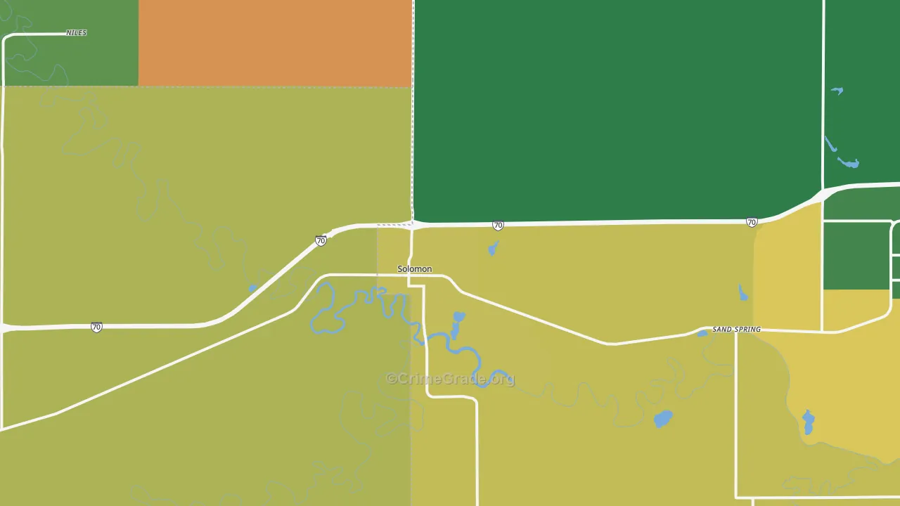 Solomon, KS Map of Robbery Rates