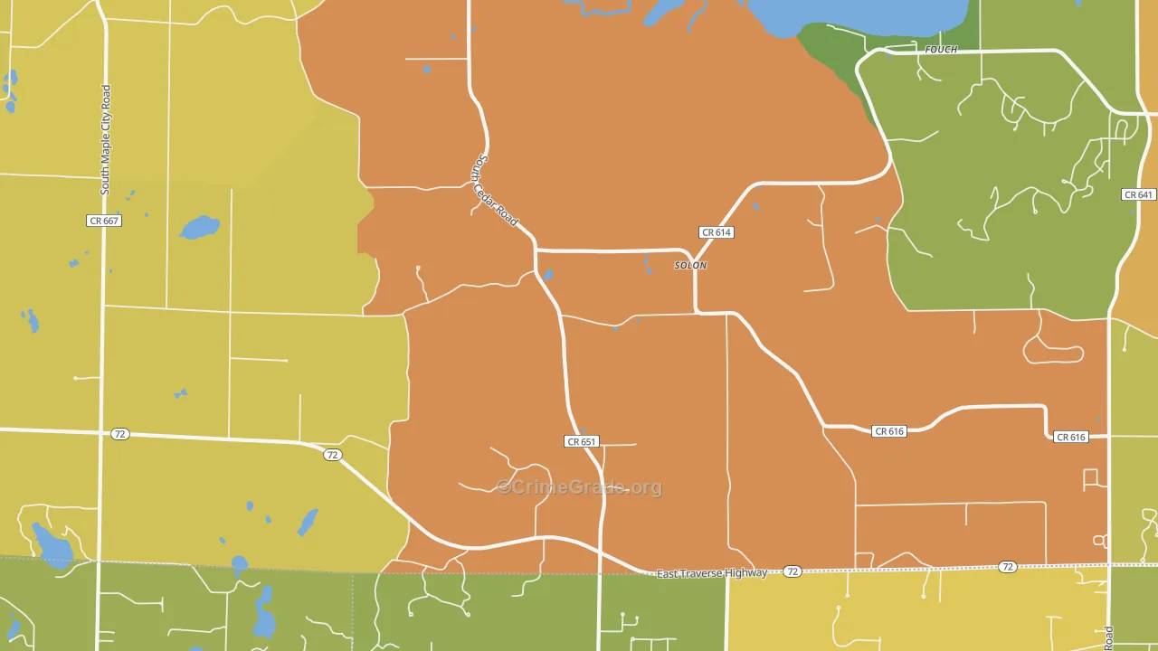 Solon, MI Map of Robbery Rates