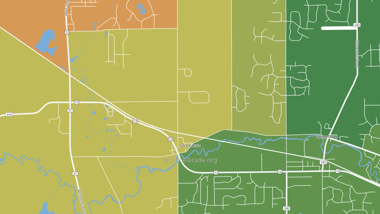 Solon Mills, IL Map of Robbery Rates