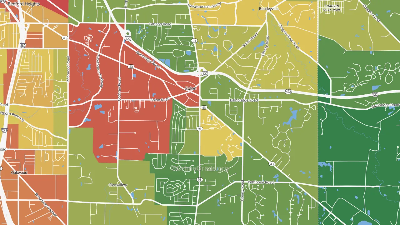 Solon, OH Map of Robbery Rates