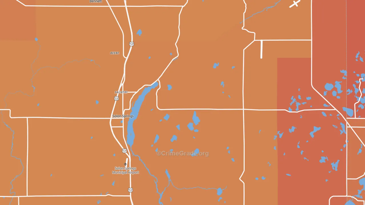 Solon Springs, WI Map of Robbery Rates