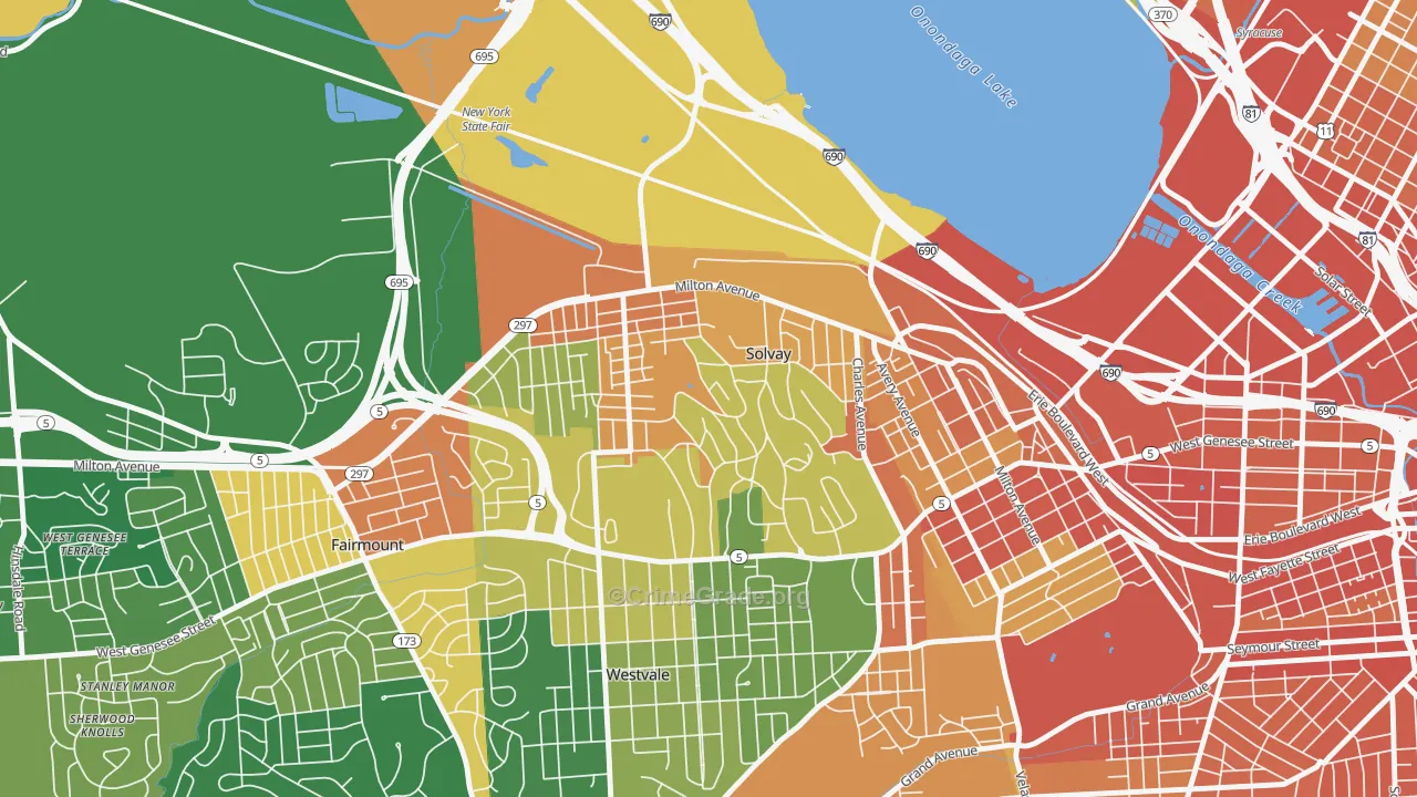 Solvay, NY Map of Robbery Rates