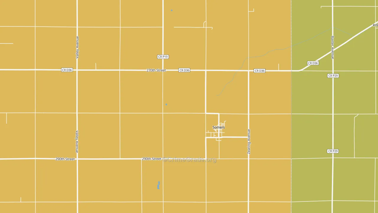 Somers, IA Map of Robbery Rates