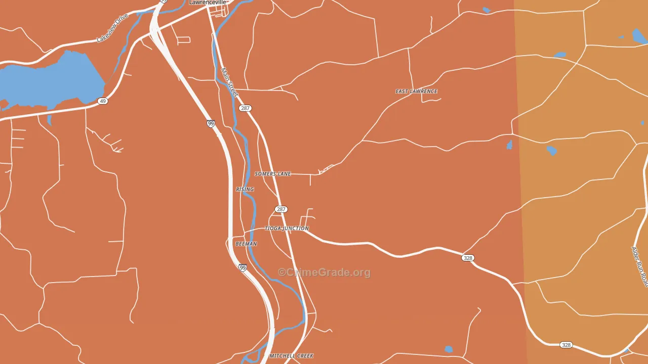 Somers Lane, PA Map of Robbery Rates