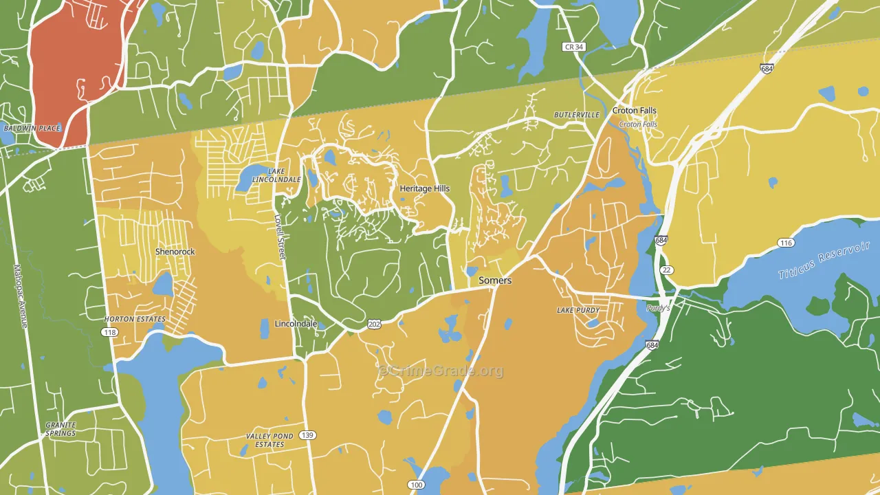 Somers, NY Map of Robbery Rates