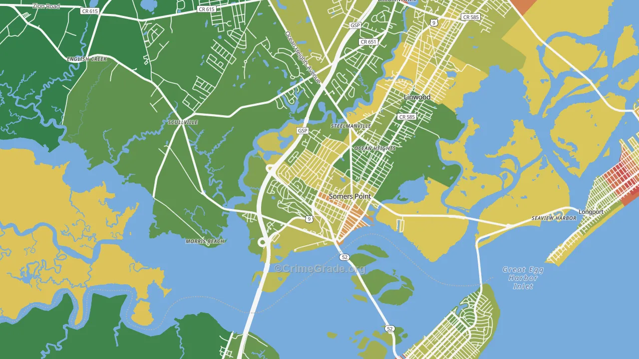 Somers Point, NJ Map of Robbery Rates