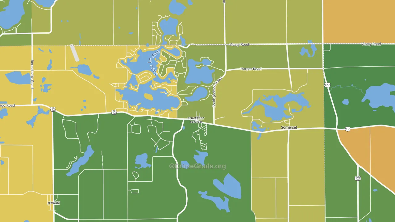 Somerset Center, MI Map of Robbery Rates