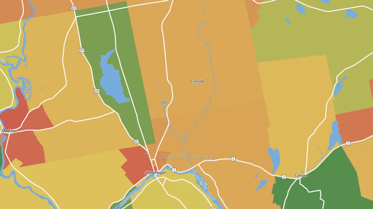 Somerset County, ME Map of Robbery Rates