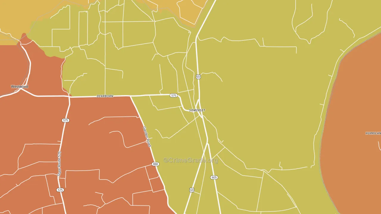 Somerset, LA Map of Robbery Rates