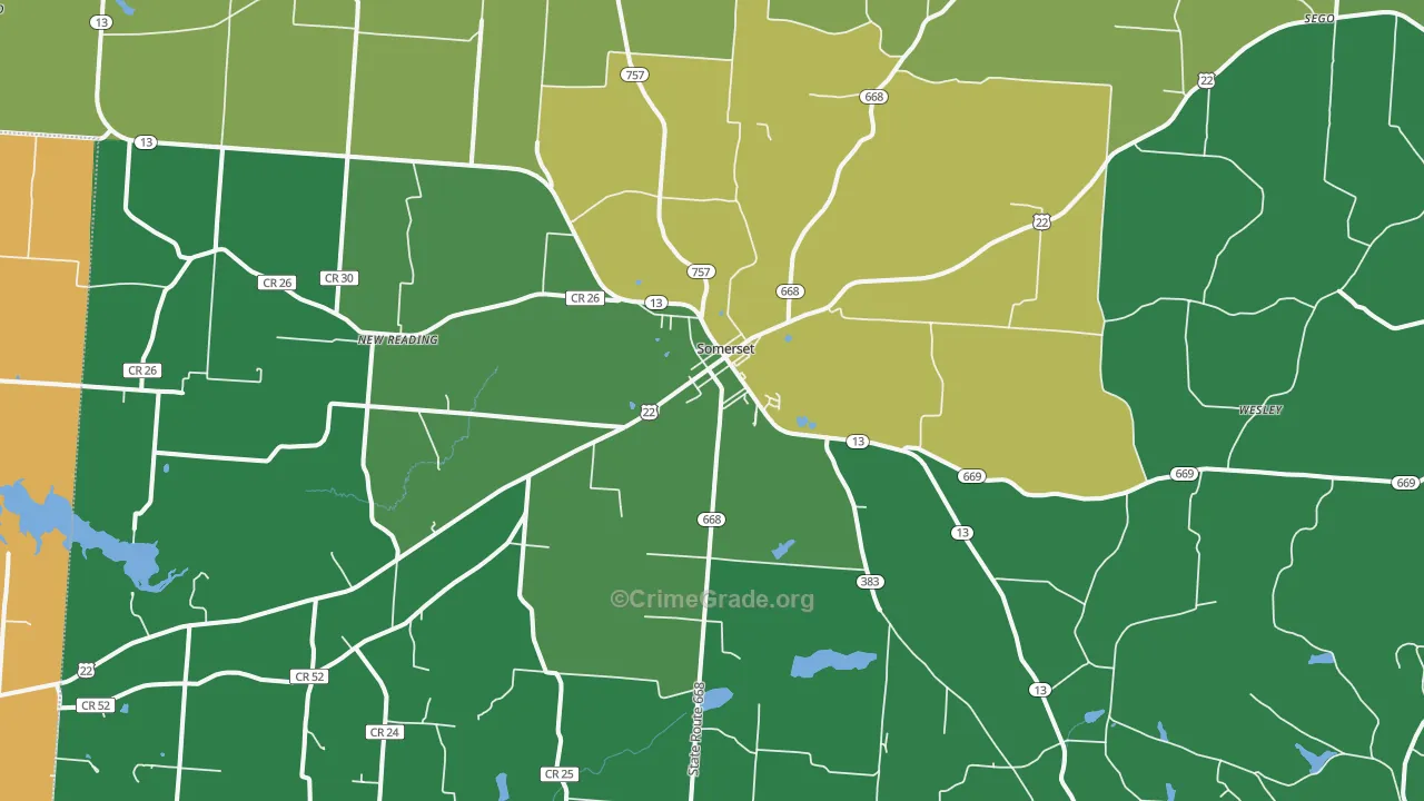Somerset, OH Map of Robbery Rates