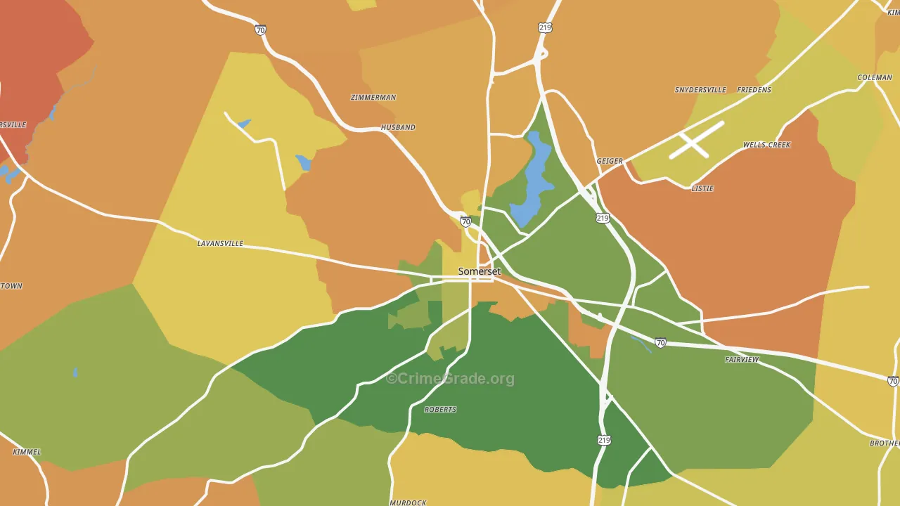 Somerset, PA Map of Robbery Rates