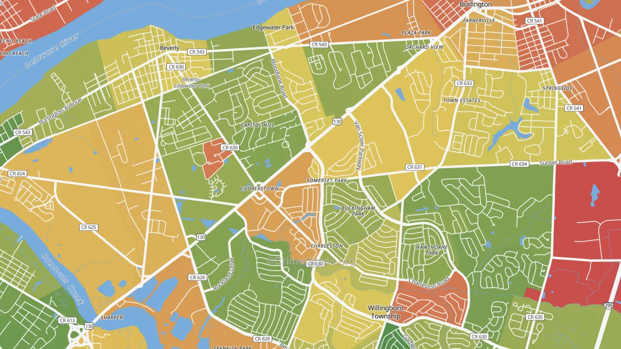Somerset Park, Willingboro, NJ Map of Robbery Rates