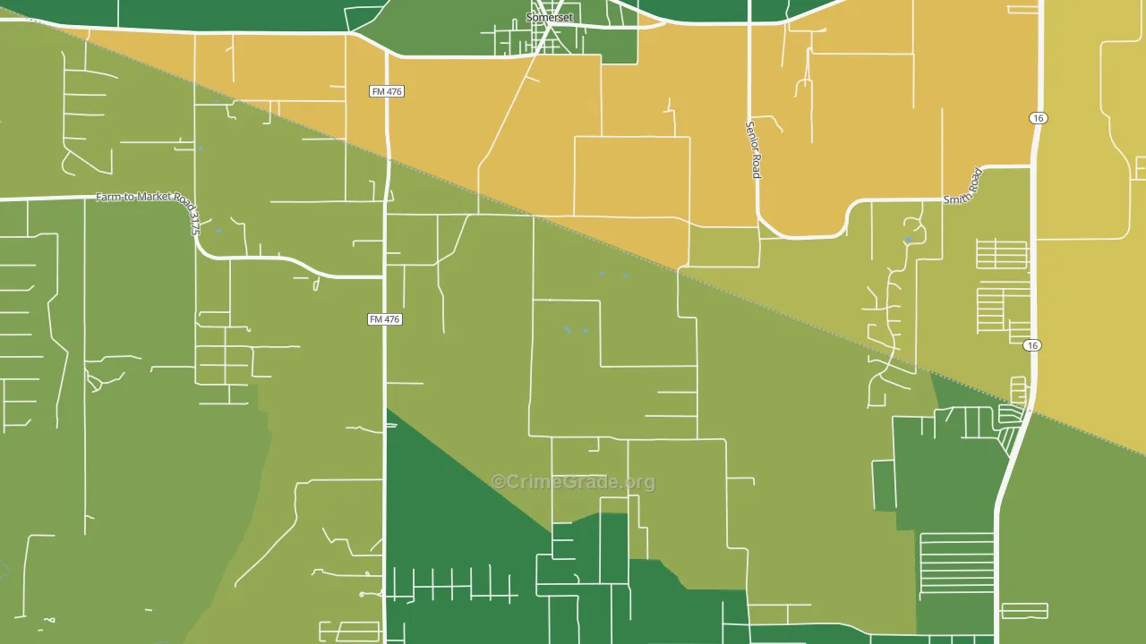 Somerset, TX Map of Robbery Rates