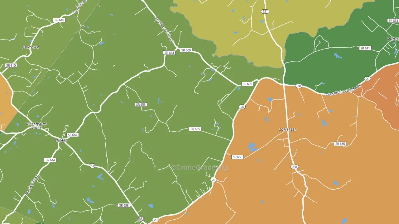 Somerset, VA Map of Robbery Rates