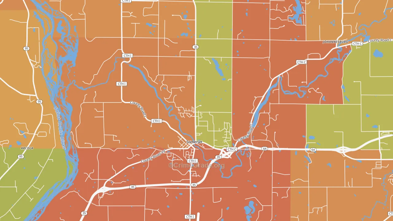 Somerset, WI Map of Robbery Rates