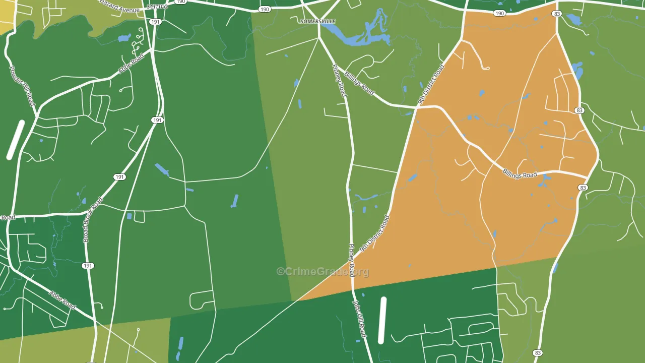 Somersville, CT Map of Robbery Rates