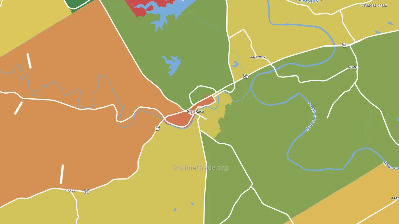 Somervell County, TX Map of Robbery Rates