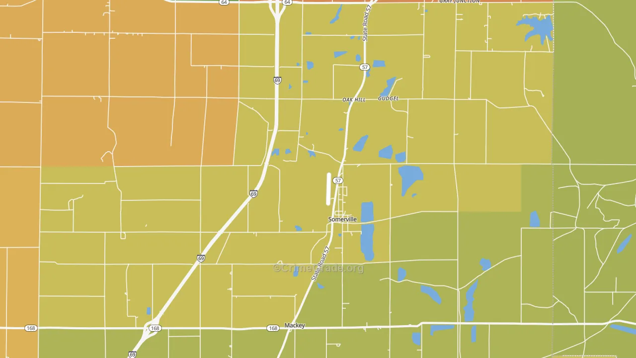 Somerville, IN Map of Robbery Rates