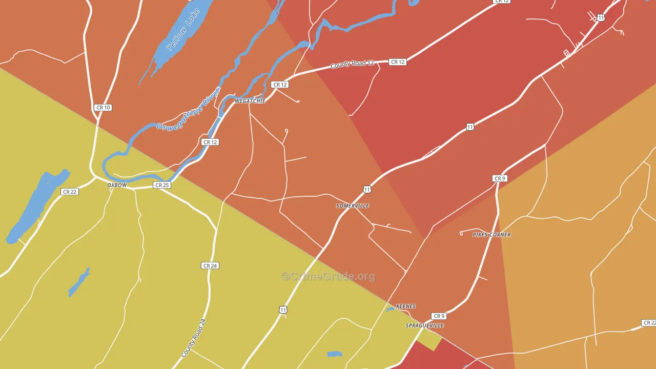 Somerville, NY Map of Robbery Rates