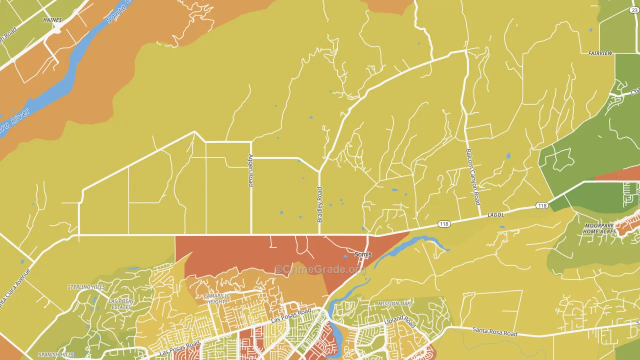 Somis, CA Map of Robbery Rates